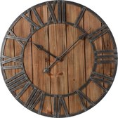 Luxe Houten Wandklok - Wandklok Industrieel - XL Wandklok XL - Wandklok 60cm Rond - Wandklok Landelijk - Grote Wandklok - Wandklokken - Wandklok Hout - Wandklok Modern