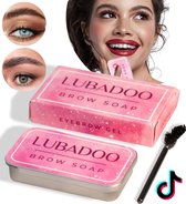 Lubadoo® Brow Soap met Wenkbrauw borstel – Wenkbrauw Wax & Wenkbrauwgel Transparant voor Soap Brows – Brow Gel Styling Soap - Browsoap - Wenkbrauw Zeep -  Lamination -  Lift - Make up