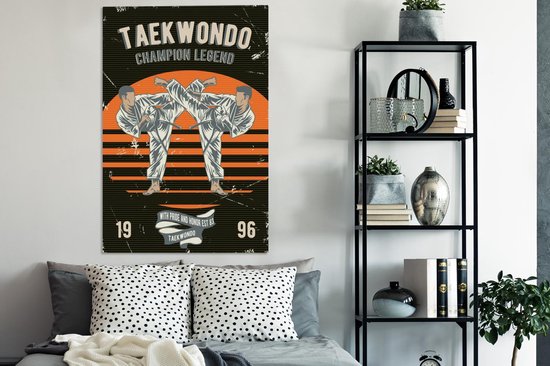 Toile Peinture Vintage - Karaté - Costume - 90x140 cm - Décoration murale