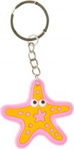 sleutelhanger zeester junior 5 cm rubber roze