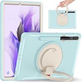 Voor Samsung Galaxy Tab S7+/S7 FE 12,4 inch T970 Schokbestendige TPU + pc-beschermhoes met 360 graden rotatie opvouwbare handgreephouder en pensleuf (Ice Crystal Blue)