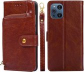 Voor OPPO Zoek X3/X3 Pro Ritstas PU + TPU Horizontale Flip Lederen Case met Houder & Kaartsleuf & Portemonnee & Lanyard (Bruin)