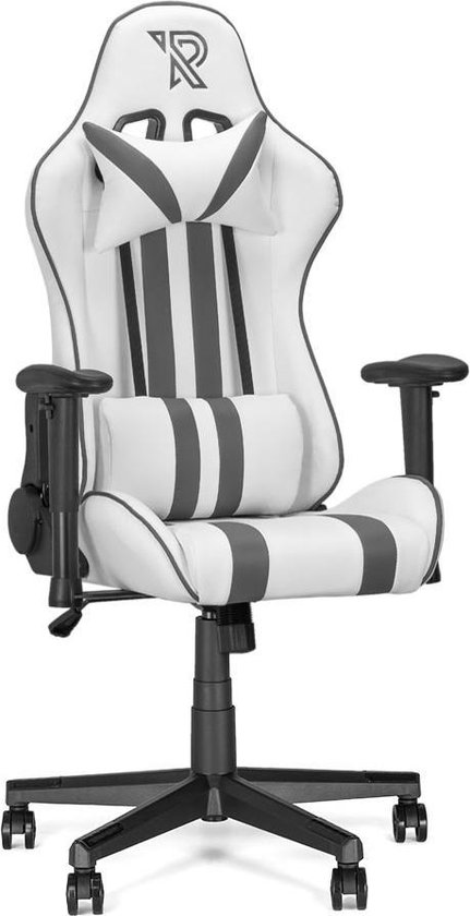 Ranqer Felix Gamestoel - Gaming Chair  / Gaming Stoel - Ergonomische Bureaustoel - Verstelbaar armleuningen - Wit / Grijs