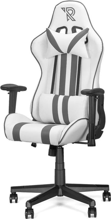 Ranqer Felix Gamestoel - Gaming Chair  / Gaming Stoel - Ergonomische Bureaustoel - Verstelbaar armleuningen - Wit / Grijs