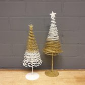 Spant7 - Kerstbomen - Spiraal - Kerst - Set 2 stuks - Goud / wit - glitter