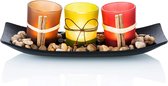 Waxinelichthouders glas – 3 kleuren – Kaarsenhouders voor waxinelichten – Theelichthouder – Met steentje en houder