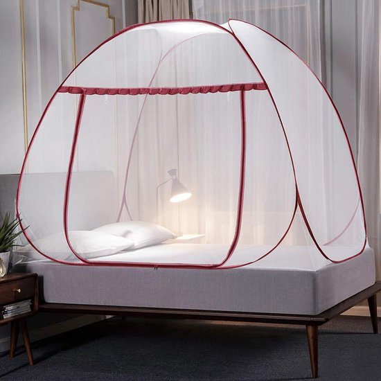 Klamboe tent - Inclusief Opbergtas - 2 persoons - 180x200cm - Rood/Wit |  bol.com