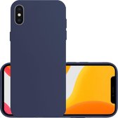 Hoes Geschikt voor iPhone X Hoesje Cover Siliconen Back Case Hoes - Donkerblauw