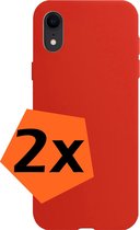 Hoesje Geschikt voor iPhone XR Hoesje Siliconen Cover Case - Hoes Geschikt voor iPhone XR Hoes Back Case - 2-PACK - Rood