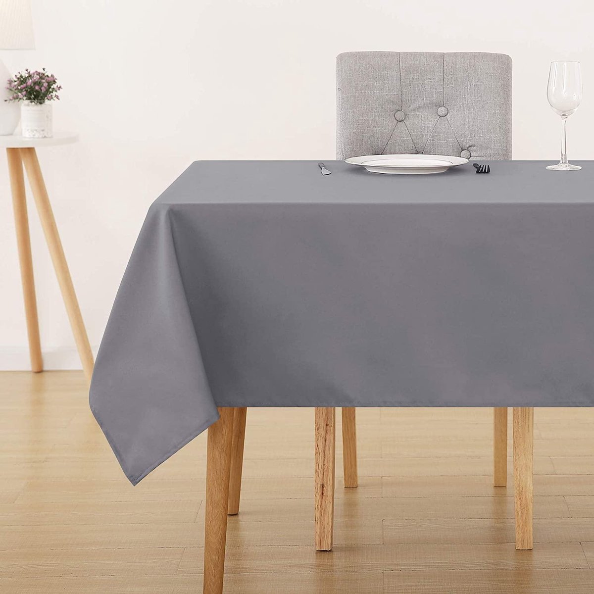 Tafelkleed Waterafstotend Afneembaar Tafeldoek Bescherming in Polyester Lotuseffect Stof voor Eettafel Feest Antraciet 132x229cm