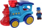 trein met licht en geluid 17 cm blauw/rood