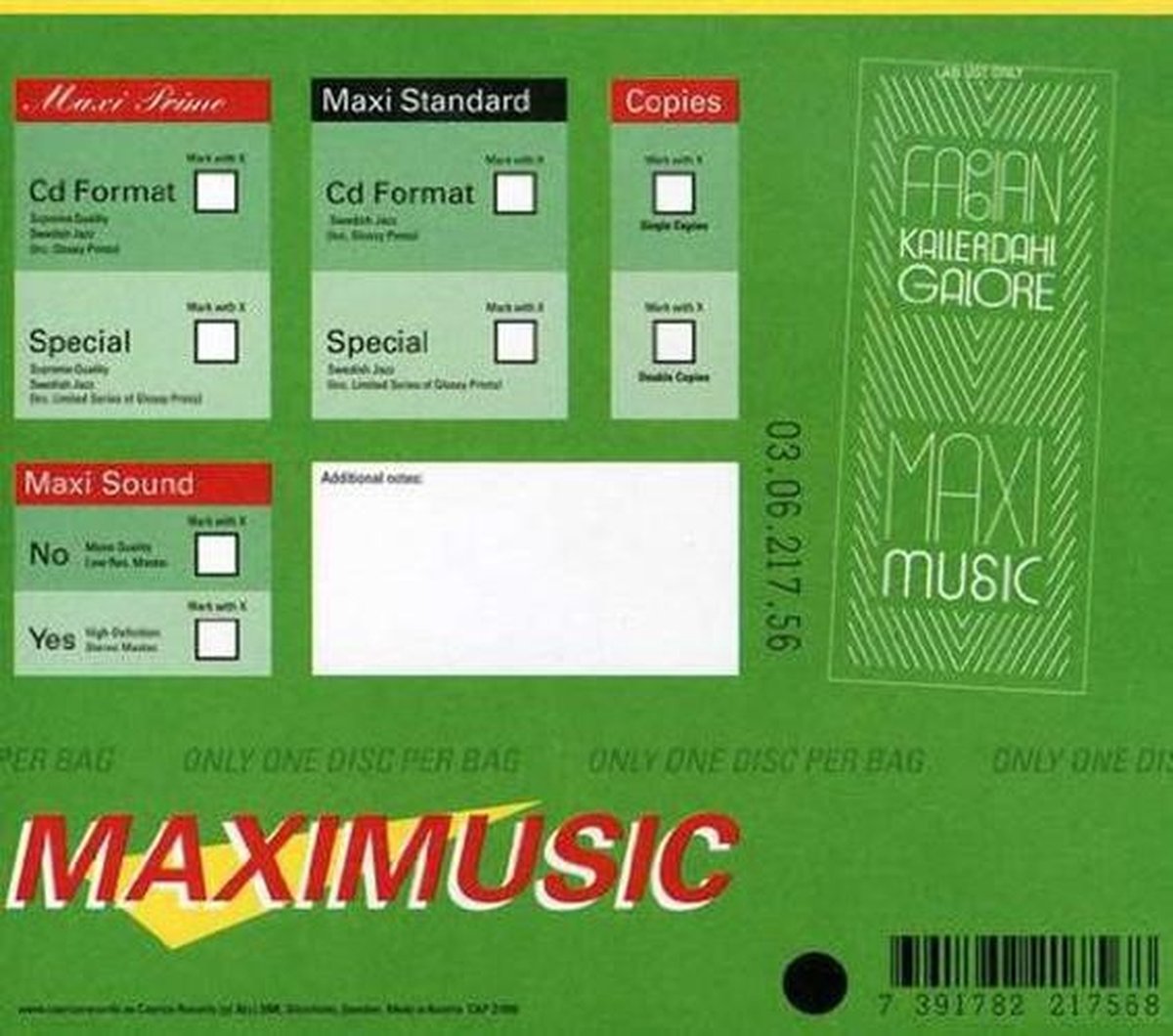 Fabian Kallerdahl Galore - Maxi Music (Jazz In Sweden 2006) (CD)