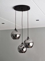 Groenovatie Smoke Glazen Hanglamp - 3 Bollen - ⌀20cm - Zwart