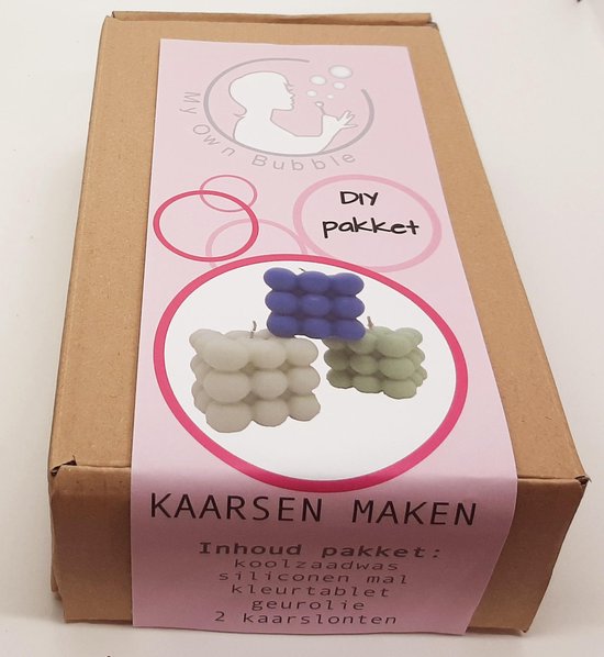 DIY pakket zelf kaarsen maken incl. kubus mal - roze - kaarsen maken pakket  - set -... | bol.com