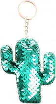 sleutelhanger 8 x 7,5 cm groene pailletten