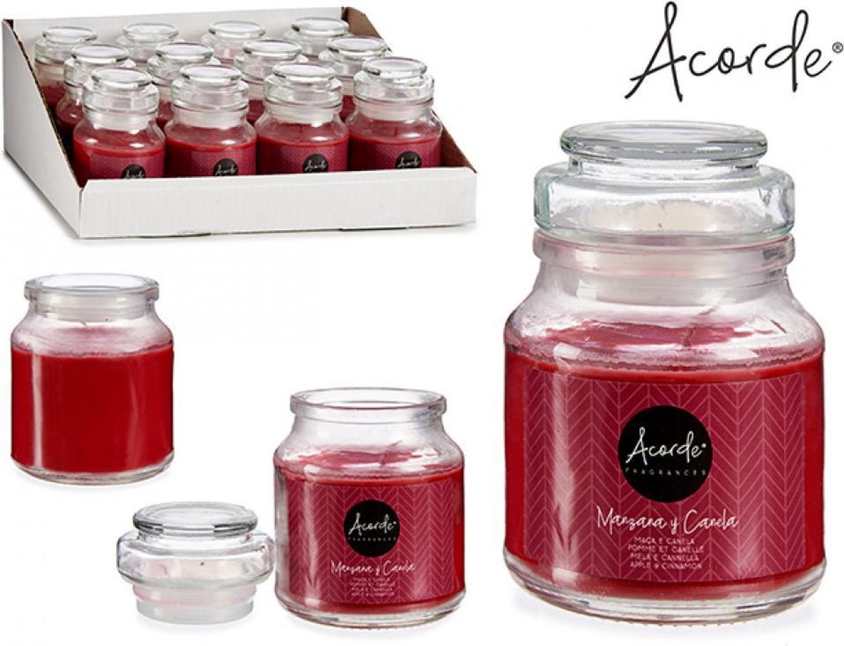 Acorde - Geurkaarsenset 2 stuks - ROOD FRUIT - 22u - in glas met stolp ---