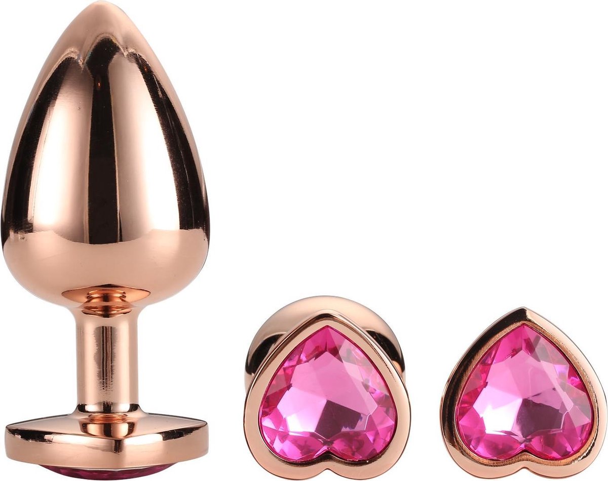 Goedkoopste Dream Toys - Aluminium anaalplug set met siersteen 3 delig Gleaming Love - Roségoud