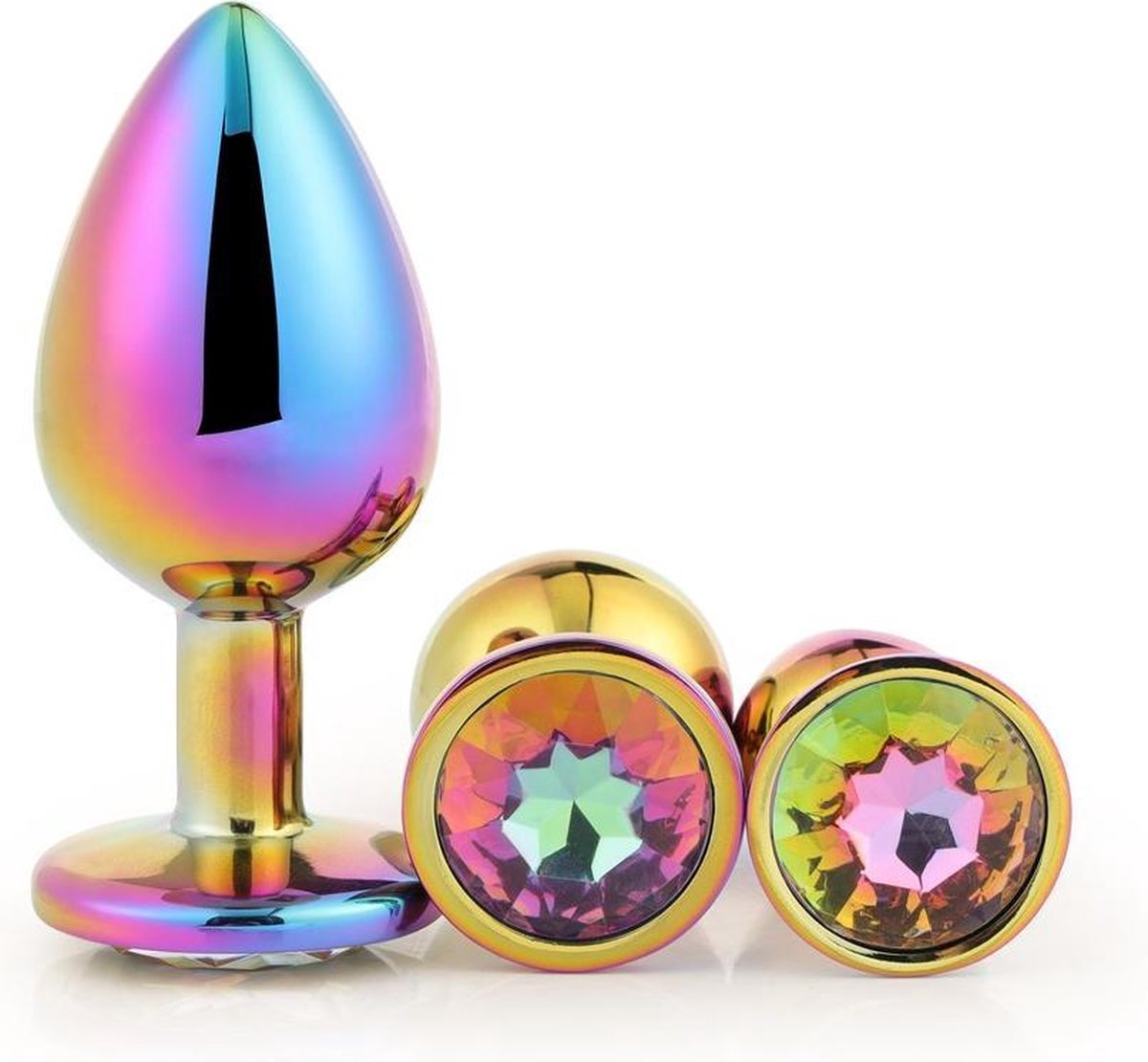 Goedkoopste Dream Toys - Aluminium anaalplug set met siersteen 3 delig Gleaming Love - Multi color