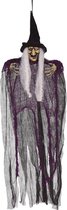 Halloween Horror heks hangdecoratie pop zwart 80 cm - Halloween heksen hangversiering - Halloween thema versiering poppen.