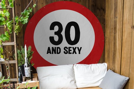 Garden Circle Anniversaire - 30 Ans - Fête - 150x150 cm - Affiche de Jardin Ronde - Extérieur