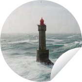 Tuincirkel Vuurtoren - Zee - Frankrijk - 120x120 cm - Ronde Tuinposter - Buiten XXL / Groot formaat!