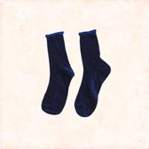 Jobo By JET - Glitter sokken - Donker blauw met zwart - Trends - One size