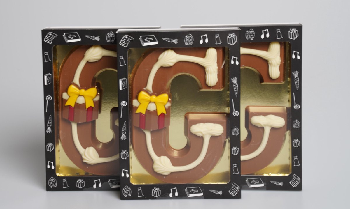 Luxe Gedecoreerde Melk Chocolade Letter G - 6 x 240 Gram — cadeau in Eten & Drinken - foto 3