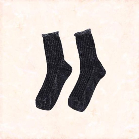 Jobo By JET - Glitter sokken - Dames - One size - Zilver Zwart | bol.com