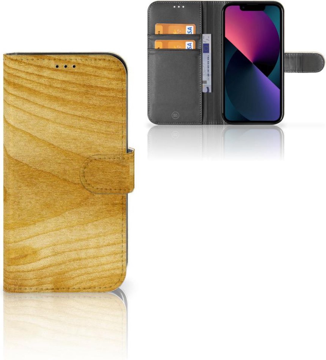 Boekhoesje voor Apple iPhone 13 Book Style Case Licht Hout