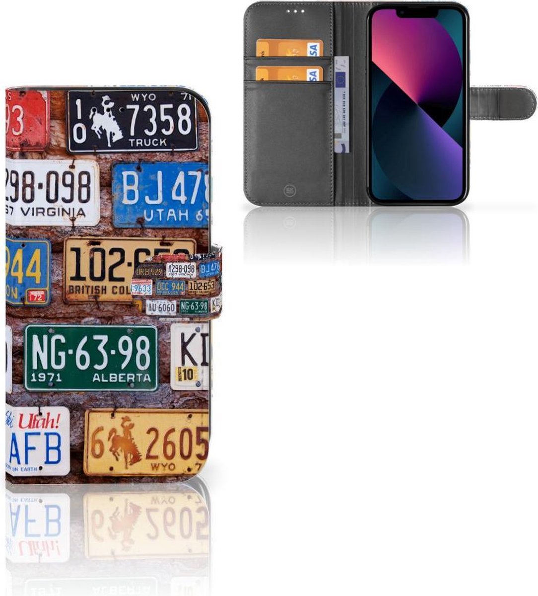 Boekhoesje voor Apple iPhone 13 Telefoonhoesje met foto Kentekenplaten