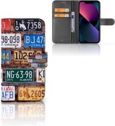 Wallet Book Case Geschikt voor Apple iPhone 13 GSM Hoesje Kentekenplaten