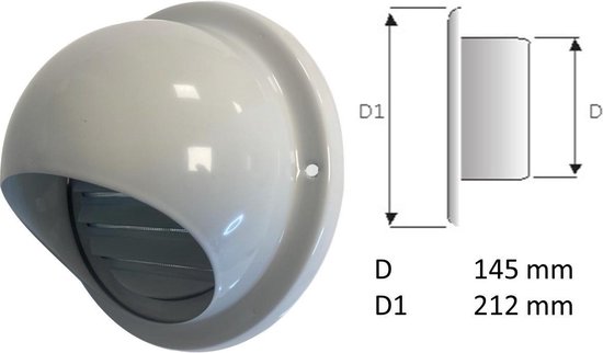 Paneir Airdesigns - Bolrooster Ø 150 mm - vaste lamellen - Wit RAL9010