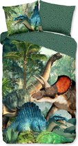 Housse de couette en Katoen Kinder mignons dinosaures simples de la jungle | 140x200 / 220 | Finement tissé | Doux et doux pour la peau