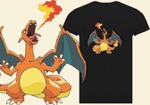 pokemon shirt zwart maat s Charizard kleur