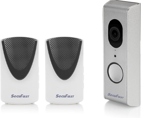SecuFirst DID701S+ Slimme Wifi deurbel met camera met 2 draadloze gongen Zwart Grijs - 1080P