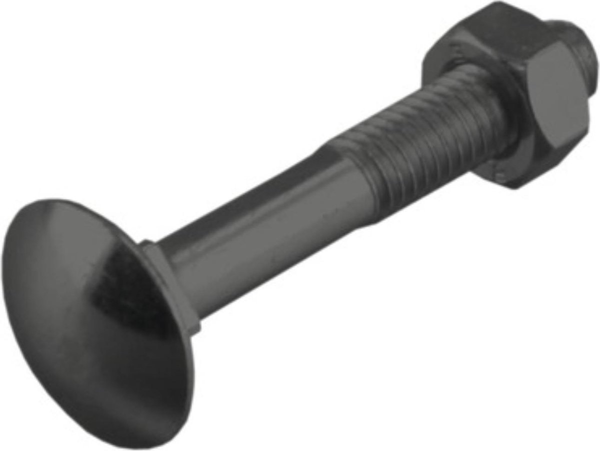 Slotbout met moer. M6 x 60mm. lang. Verzinkt. 6 stuks Houtbout. Homefix