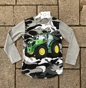 S&C Trekker / tractor shirt - lange mouw - John Deere - grijs camouflageprint AQ31 - maat 122/128