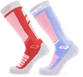 SINNER Pro Socks Skisokken Dames (Dubbelverpakking) - Roze/Blauw - 39/41