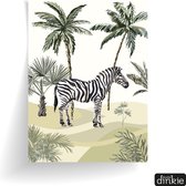 Studio Dinkie Poster a4 Jungle getekend | Zebra | Babykamer | Kinderkamer | Decoratie