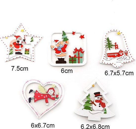 Houten Kerst Hangers Wit Kerstboom (10 stuks) bol