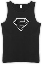 Zwarte Tanktop met letter F “ Superman “ Logo print Wit Size XL