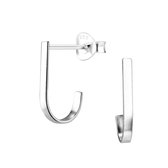 Joy|S - Zilveren oorbellen - haakvormig - rectangulair