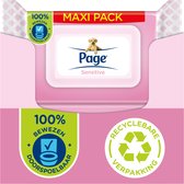 Page vochtig toiletpapier - 6 x 74 stuks - Sensitive maxi vochtig wc papier - voordeelverpakking