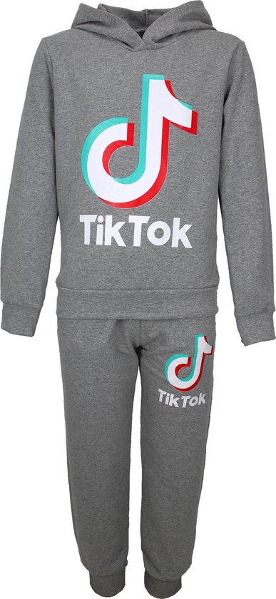 Tik Tok TikTok Trainingspak Premium Grey Kids Grijs - Maat 158/164 | bol.com