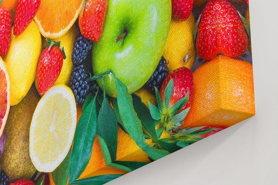Artaza - Canvas Schilderij - Kleurrijke Fruit Achtergrond - 80x100 - Groot - Foto Op Canvas - Canvas Print