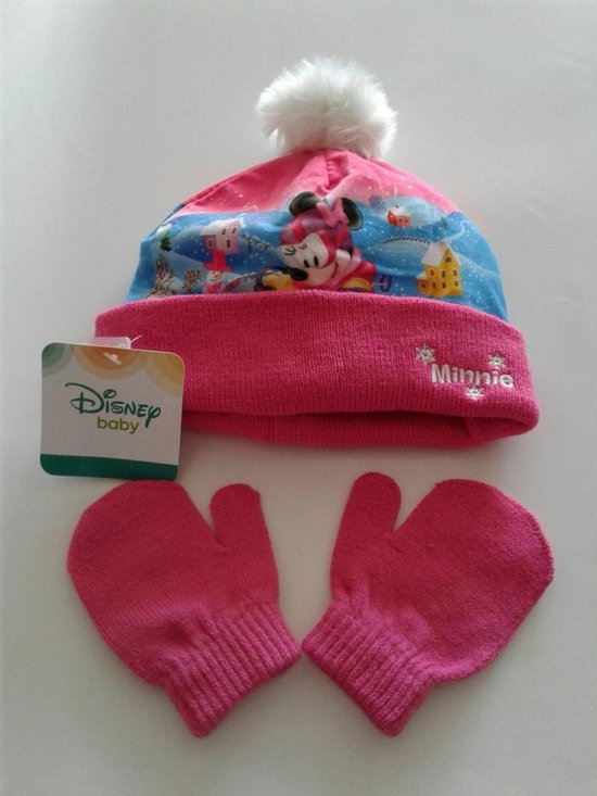 Minnie Mouse - baby - muts & handschoenen - maat 48 - Disney - 100% Acryl