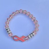 GoedeDoelen.Shop | Armband Pink Ribbon Strass | Pink Ribbon Sieraad | Hope | Polsmaat 16 cm | Wellness-House