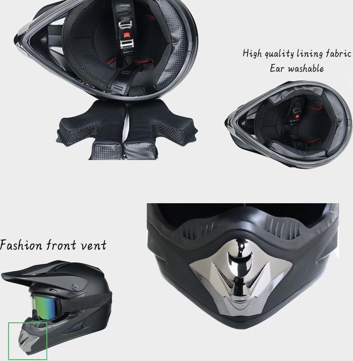 UIGJIOG Motorrad Crosshelm mit Brille (4 Stück) - Adult Motocross Helm Erwachsener Off Road