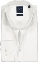 Profuomo slim fit overhemd - mouwlengte 72 cm - twill - wit - Strijkvrij - Boordmaat: 42