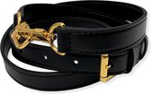 XARI COLLECTIONS - Zwart Leder Hengsel - Goud hardware - 1.8cm breed - Verstelbaar hengsel voor handtas - Leren hengsel los voor tas - Crossbody Strap / Vervang tashengsel voor over de schoud